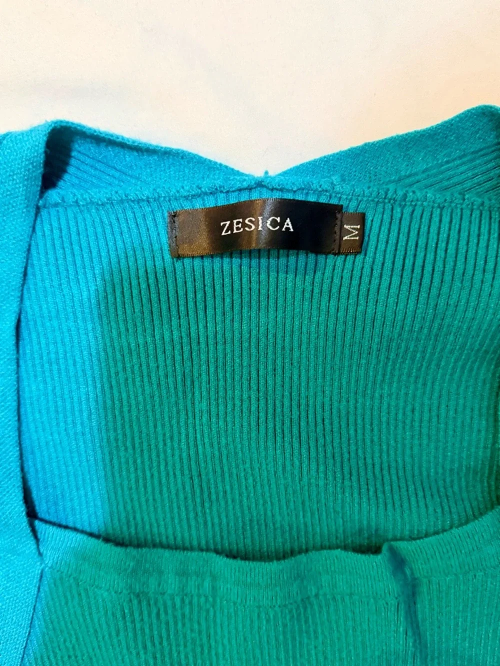 Zesica Midi Length Teal Ribbed Knit Figure Flattering Dress in Size M - Picture 4 of 4